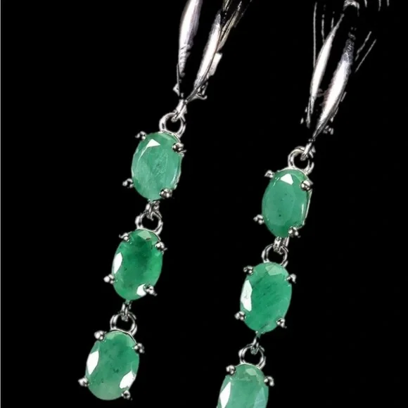Enchanting Genuine Emerald Drop Earrings